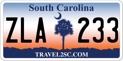 SC license plate ZLA233