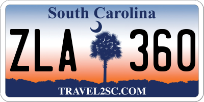 SC license plate ZLA360