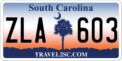 SC license plate ZLA603