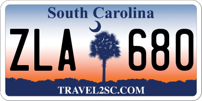SC license plate ZLA680