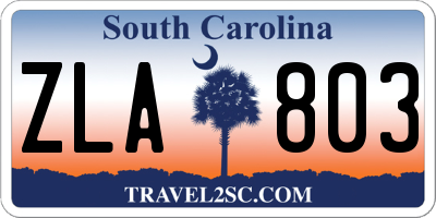 SC license plate ZLA803