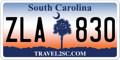 SC license plate ZLA830