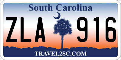 SC license plate ZLA916