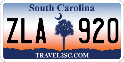 SC license plate ZLA920