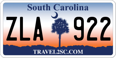 SC license plate ZLA922