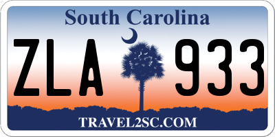 SC license plate ZLA933