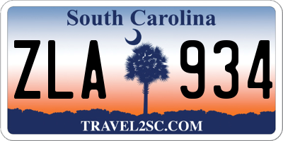 SC license plate ZLA934