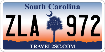 SC license plate ZLA972