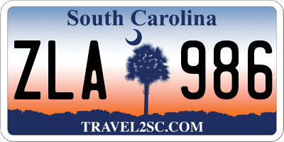SC license plate ZLA986