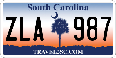 SC license plate ZLA987