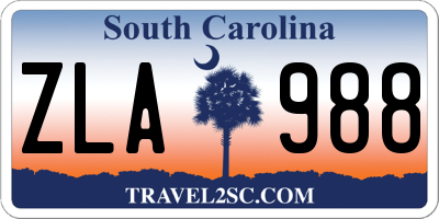 SC license plate ZLA988
