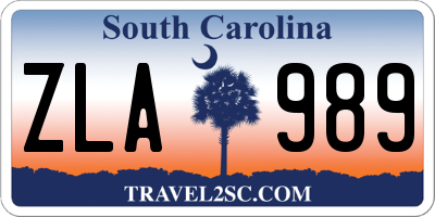 SC license plate ZLA989