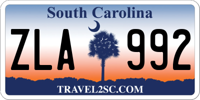 SC license plate ZLA992