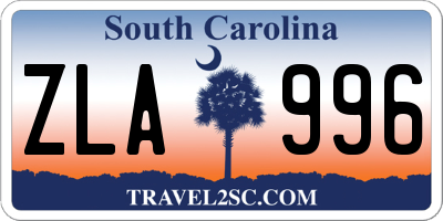 SC license plate ZLA996