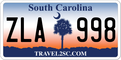 SC license plate ZLA998