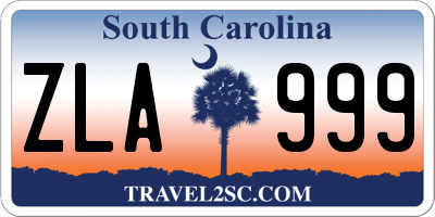 SC license plate ZLA999