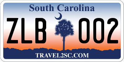 SC license plate ZLB002