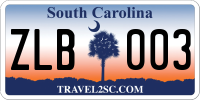 SC license plate ZLB003