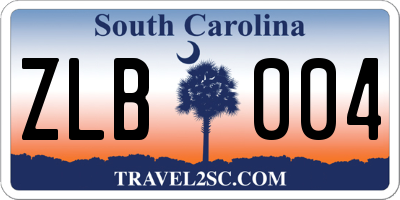 SC license plate ZLB004