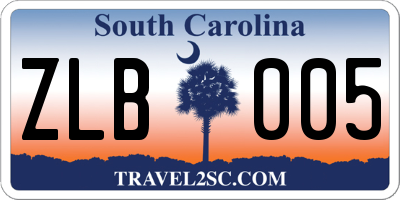 SC license plate ZLB005