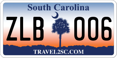SC license plate ZLB006