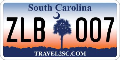 SC license plate ZLB007