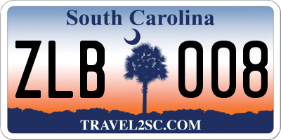 SC license plate ZLB008