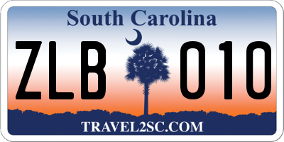 SC license plate ZLB010