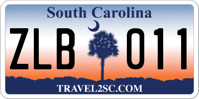 SC license plate ZLB011