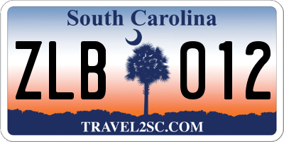 SC license plate ZLB012