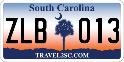 SC license plate ZLB013