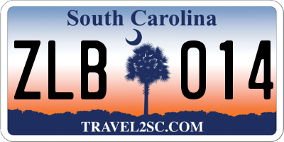 SC license plate ZLB014