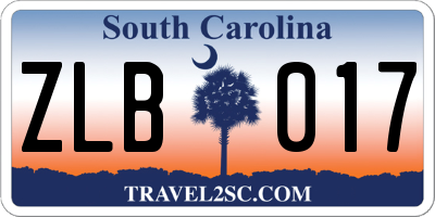 SC license plate ZLB017
