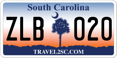 SC license plate ZLB020