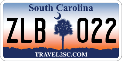 SC license plate ZLB022
