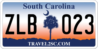 SC license plate ZLB023
