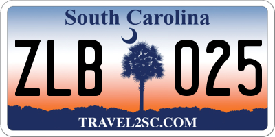SC license plate ZLB025