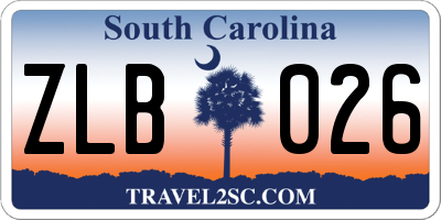 SC license plate ZLB026