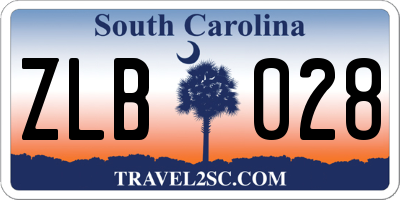 SC license plate ZLB028