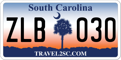 SC license plate ZLB030