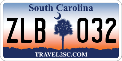 SC license plate ZLB032