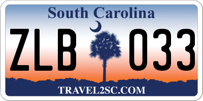 SC license plate ZLB033