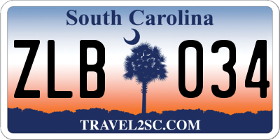 SC license plate ZLB034