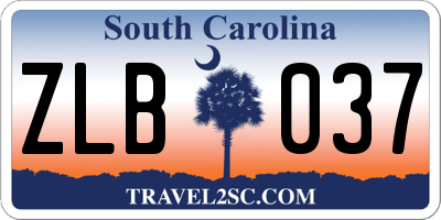 SC license plate ZLB037
