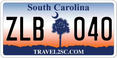 SC license plate ZLB040