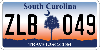 SC license plate ZLB049