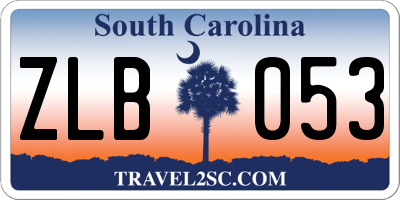 SC license plate ZLB053
