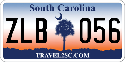 SC license plate ZLB056