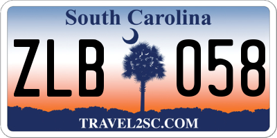 SC license plate ZLB058