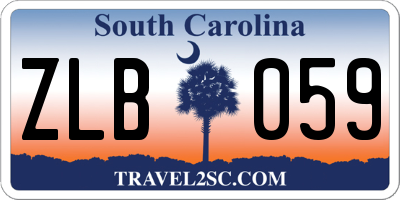 SC license plate ZLB059